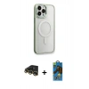 MARSİLYAN™- iPhone 14 Pro Max Kılıf Yankı Işık Özel Seri - Siyah 18D Cam Ekran Koruyucu + Raze Metal Kamera Lens - GD