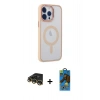 MARSİLYAN™- iPhone 14 Pro Max Kılıf Yankı Işık Özel Seri - Siyah 18D Cam Ekran Koruyucu + Raze Metal Kamera Lens - GD