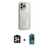 MARSİLYAN™- iPhone 14 Pro Max Kılıf Yankı Işık Özel Seri - Siyah 18D Cam Ekran Koruyucu + PVD Metal Kamera Lens - TU