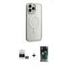 MARSİLYAN™- iPhone 14 Pro Max Kılıf Yankı Işık Özel Seri - Siyah 360 Mat Full Body Arka Koruyucu + Bilvis Titan Kamera Lens - GD