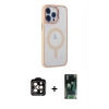MARSİLYAN™- iPhone 14 Pro Max Kılıf Yankı Işık Özel Seri - Siyah 360 Mat Full Body Arka Koruyucu + PVD Metal Kamera Lens - TU
