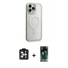 MARSİLYAN™- iPhone 14 Pro Max Kılıf Yankı Işık Özel Seri - Siyah 360 Mat Full Body Arka Koruyucu + PVD Metal Kamera Lens - TU