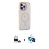 MARSİLYAN™- iPhone 14 Pro Max Kılıf Yankı Işık Özel Seri - Siyah 3D Antistatik Cam Ekran Koruyucu + Bilvis Titan Kamera Lens - GS
