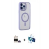 MARSİLYAN™- iPhone 14 Pro Max Kılıf Yankı Işık Özel Seri - Siyah 3D Antistatik Cam Ekran Koruyucu + Bilvis Titan Kamera Lens - GS