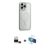MARSİLYAN™- iPhone 14 Pro Max Kılıf Yankı Işık Özel Seri - Siyah 3D Antistatik Cam Ekran Koruyucu + Derin Mor Bilvis Titan Kamera Lens