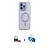 MARSİLYAN™- iPhone 14 Pro Max Kılıf Yankı Işık Özel Seri - Siyah 3D Antistatik Cam Ekran Koruyucu + Bilvis Titan Kamera Lens - SH