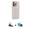 MARSİLYAN™- iPhone 14 Pro Max Kılıf Yankı Işık Özel Seri - Siyah 3D Antistatik Cam Ekran Koruyucu + Bilvis Titan Kamera Lens - SH
