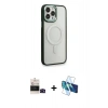 MARSİLYAN™- iPhone 14 Pro Max Kılıf Yankı Işık Özel Seri - Siyah 3D Antistatik Cam Ekran Koruyucu + Bilvis Titan Kamera Lens - SH