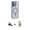 MARSİLYAN™- iPhone 14 Pro Max Kılıf Yankı Işık Özel Seri - Siyah 6D Mat Seramik Hayalet Nano Ekran Koruyucu + Bilvis Titan Kamera Lens - DNMR