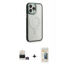 MARSİLYAN™- iPhone 14 Pro Max Kılıf Yankı Işık Özel Seri - Siyah 6D Mat Seramik Hayalet Nano Ekran Koruyucu + Bilvis Titan Kamera Lens - GD
