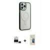 MARSİLYAN™- iPhone 14 Pro Max Kılıf Yankı Işık Özel Seri - Siyah 6D Mat Seramik Hayalet Nano Ekran Koruyucu + Bilvis Titan Kamera Lens - DNMR