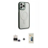 MARSİLYAN™- iPhone 14 Pro Max Kılıf Yankı Işık Özel Seri - Siyah 6D Mat Seramik Hayalet Nano Ekran Koruyucu + Bilvis Titan Kamera Lens - GS