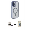 MARSİLYAN™- iPhone 14 Pro Max Kılıf Yankı Işık Özel Seri - Siyah 6D Mat Seramik Hayalet Nano Ekran Koruyucu + Bilvis Titan Kamera Lens - GD