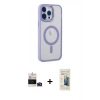 MARSİLYAN™- iPhone 14 Pro Max Kılıf Yankı Işık Özel Seri - Siyah 6D Mat Seramik Hayalet Nano Ekran Koruyucu + Bilvis Titan Kamera Lens - DNMR