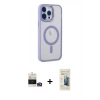 MARSİLYAN™- iPhone 14 Pro Max Kılıf Yankı Işık Özel Seri - Siyah 6D Mat Seramik Hayalet Nano Ekran Koruyucu + Bilvis Titan Kamera Lens - GD