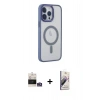 MARSİLYAN™- iPhone 14 Pro Max Kılıf Yankı Işık Özel Seri - Siyah Bilvis 3D Mat Cam Ekran Koruyucu + Bilvis Titan Kamera Lens - GS