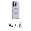 MARSİLYAN™- iPhone 14 Pro Max Kılıf Yankı Işık Özel Seri - Siyah Bilvis 3D Mat Cam Ekran Koruyucu + Bilvis Titan Kamera Lens - GD
