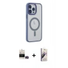 MARSİLYAN™- iPhone 14 Pro Max Kılıf Yankı Işık Özel Seri - Siyah Bilvis 3D Mat Cam Ekran Koruyucu + Bilvis Titan Kamera Lens - GD