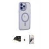 MARSİLYAN™- iPhone 14 Pro Max Kılıf Yankı Işık Özel Seri - Siyah Bilvis 3D Mat Cam Ekran Koruyucu + Raze Metal Kamera Lens - GD