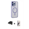 MARSİLYAN™- iPhone 14 Pro Max Kılıf Yankı Işık Özel Seri - Siyah Bilvis 3D Mat Cam Ekran Koruyucu + Raze Metal Kamera Lens - GS