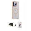 MARSİLYAN™- iPhone 14 Pro Max Kılıf Yankı Işık Özel Seri - Siyah Bilvis 3D Mat Cam Ekran Koruyucu + Raze Metal Kamera Lens - GD