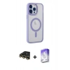 MARSİLYAN™- iPhone 14 Pro Max Kılıf Yankı Işık Özel Seri - Siyah Bilvis 5in1 3D Magic Cam Ekran Koruyucu + Raze Metal Kamera Lens - GD