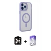 MARSİLYAN™- iPhone 14 Pro Max Kılıf Yankı Işık Özel Seri - Siyah Bilvis 5in1 3D Magic Cam Ekran Koruyucu + PVD Metal Kamera Lens - TU