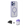MARSİLYAN™- iPhone 14 Pro Max Kılıf Yankı Işık Özel Seri - Siyah Bilvis 5in1 3D Magic Cam Ekran Koruyucu + Raze Metal Kamera Lens - GS