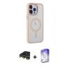 MARSİLYAN™- iPhone 14 Pro Max Kılıf Yankı Işık Özel Seri - Siyah Bilvis 5in1 3D Magic Cam Ekran Koruyucu + Raze Metal Kamera Lens - GD