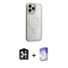 MARSİLYAN™- iPhone 14 Pro Max Kılıf Yankı Işık Özel Seri - Siyah Bilvis 5in1 3D Magic Cam Ekran Koruyucu + PVD Metal Kamera Lens - TU