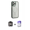 MARSİLYAN™- iPhone 14 Pro Max Kılıf Yankı Işık Özel Seri - Siyah Bilvis 5in1 3D Magic Cam Ekran Koruyucu + PVD Metal Kamera Lens - TU
