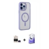 MARSİLYAN™- iPhone 14 Pro Max Kılıf Yankı Işık Özel Seri - Siyah Bilvis 5in1 5D Magic Hayalet Cam Ekran Koruyucu + Bilvis Titan Kamera Lens - SH
