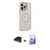 MARSİLYAN™- iPhone 14 Pro Max Kılıf Yankı Işık Özel Seri - Siyah Bilvis 5in1 5D Magic Hayalet Cam Ekran Koruyucu + Raze Metal Kamera Lens - GS