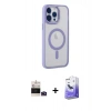 MARSİLYAN™- iPhone 14 Pro Max Kılıf Yankı Işık Özel Seri - Siyah Bilvis 5in1 5D Magic Hayalet Cam Ekran Koruyucu + Bilvis Titan Kamera Lens - DNMR