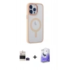 MARSİLYAN™- iPhone 14 Pro Max Kılıf Yankı Işık Özel Seri - Siyah Bilvis 5in1 5D Magic Hayalet Cam Ekran Koruyucu + Bilvis Titan Kamera Lens - DNMR