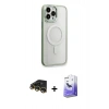 MARSİLYAN™- iPhone 14 Pro Max Kılıf Yankı Işık Özel Seri - Siyah Bilvis 5in1 5D Magic Hayalet Cam Ekran Koruyucu + Raze Metal Kamera Lens - GD