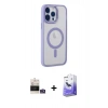 MARSİLYAN™- iPhone 14 Pro Max Kılıf Yankı Işık Özel Seri - Siyah Bilvis 5in1 5D Magic Hayalet Cam Ekran Koruyucu + Bilvis Titan Kamera Lens - GS