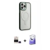 MARSİLYAN™- iPhone 14 Pro Max Kılıf Yankı Işık Özel Seri - Siyah Bilvis 5in1 5D Magic Hayalet Cam Ekran Koruyucu + Bilvis Titan Kamera Lens - DNMR