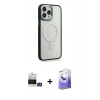 MARSİLYAN™- iPhone 14 Pro Max Kılıf Yankı Işık Özel Seri - Siyah Bilvis 5in1 5D Magic Hayalet Cam Ekran Koruyucu + Bilvis Titan Kamera Lens - GS