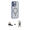 MARSİLYAN™- iPhone 14 Pro Max Kılıf Yankı Işık Özel Seri - Siyah Bilvis Hayalet Cam Ekran Koruyucu + Bilvis Titan Kamera Lens - SH