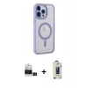 MARSİLYAN™- iPhone 14 Pro Max Kılıf Yankı Işık Özel Seri - Siyah Bilvis Hayalet Cam Ekran Koruyucu + Bilvis Titan Kamera Lens - SH