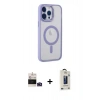 MARSİLYAN™- iPhone 14 Pro Max Kılıf Yankı Işık Özel Seri - Siyah Bilvis Hayalet Cam Ekran Koruyucu + Bilvis Titan Kamera Lens - DNMR