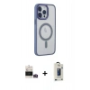 MARSİLYAN™- iPhone 14 Pro Max Kılıf Yankı Işık Özel Seri - Siyah Bilvis Hayalet Cam Ekran Koruyucu + Bilvis Titan Kamera Lens - GD
