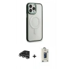 MARSİLYAN™- iPhone 14 Pro Max Kılıf Yankı Işık Özel Seri - Siyah Bilvis Hayalet Cam Ekran Koruyucu + Raze Metal Kamera Lens - GS