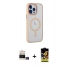MARSİLYAN™- iPhone 14 Pro Max Kılıf Yankı Işık Özel Seri - Siyah Buffer Cam Ekran Koruyucu + Bilvis Titan Kamera Lens - GS