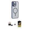 MARSİLYAN™- iPhone 14 Pro Max Kılıf Yankı Işık Özel Seri - Siyah Buffer Cam Ekran Koruyucu + Bilvis Titan Kamera Lens - SH