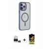 MARSİLYAN™- iPhone 14 Pro Max Kılıf Yankı Işık Özel Seri - Siyah Buffer Cam Ekran Koruyucu + Bilvis Titan Kamera Lens - GS