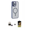 MARSİLYAN™- iPhone 14 Pro Max Kılıf Yankı Işık Özel Seri - Siyah Buffer Cam Ekran Koruyucu + Bilvis Titan Kamera Lens - GD