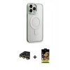 MARSİLYAN™- iPhone 14 Pro Max Kılıf Yankı Işık Özel Seri - Siyah Buffer Cam Ekran Koruyucu + Gold Raze Metal Kamera Lens