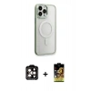MARSİLYAN™- iPhone 14 Pro Max Kılıf Yankı Işık Özel Seri - Siyah Buffer Cam Ekran Koruyucu + PVD Metal Kamera Lens - TU